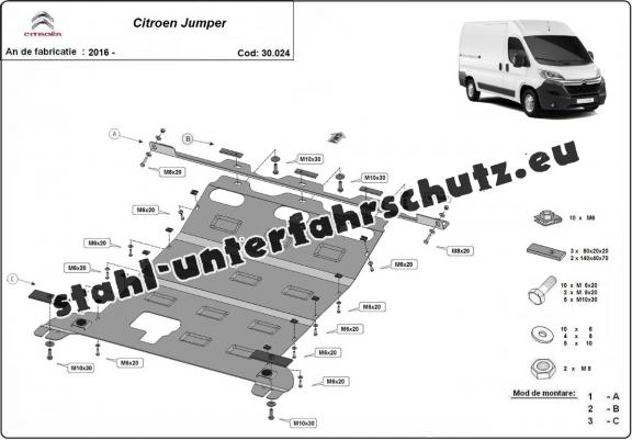 Unterfahrschutz Motor- Getriebeschutz für Citroen Jumper 2007-2023 Ein