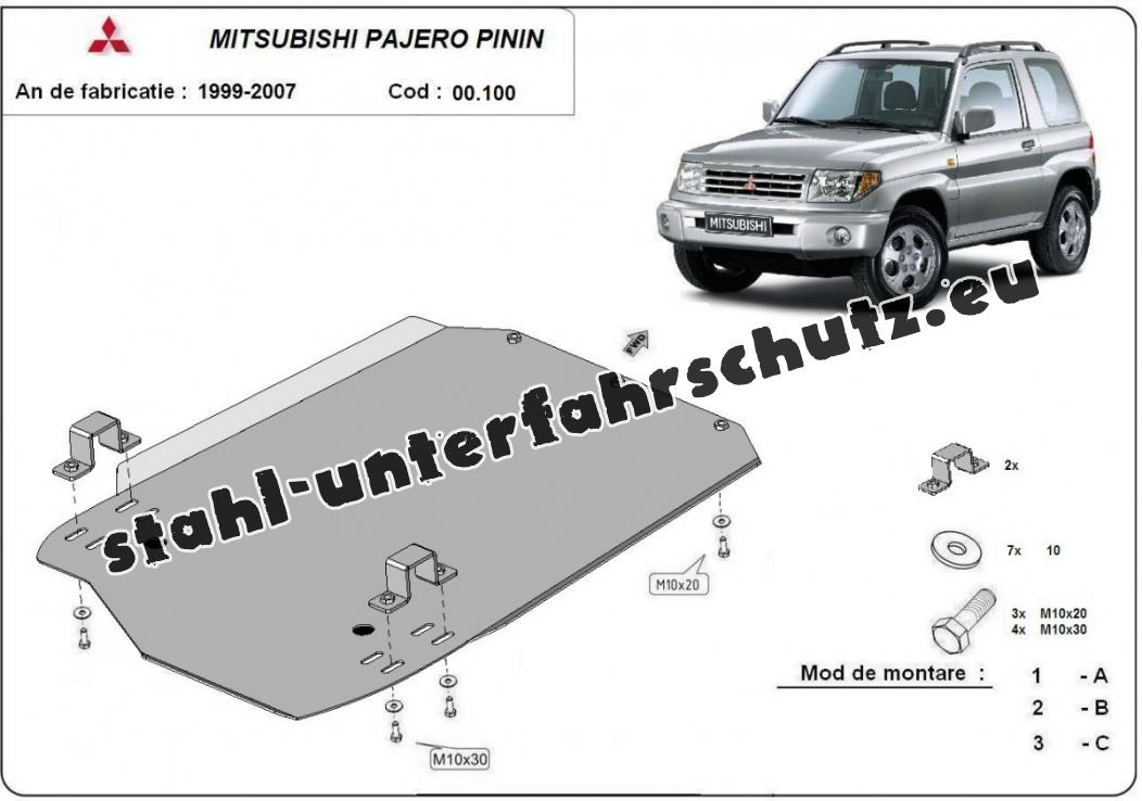 Unterfahrschutz für Mitsubishi Pajero V60, 2,5 mm Stahl (Getriebe + V