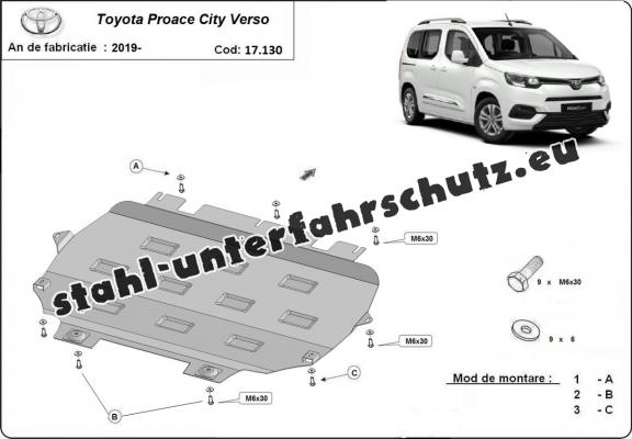 Unterfahrschutz für Motor der Marke Toyota Proace City Verso